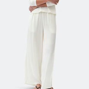 Michael Stars Viv Satin Pant in "chalk" white